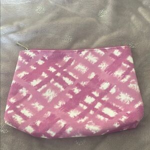 Clinique Pink and White Tie-Dye Cosmetic Bag
